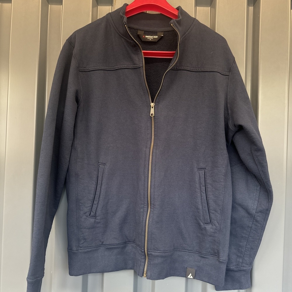 American Giant Moto Full Zip Sweatshirt Jacket Men's M Quality Thick USA